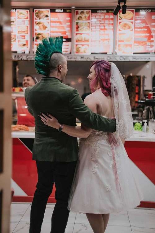 Az and Nikki getting ready to order their wedding night dinner at Newroz Kebabs.